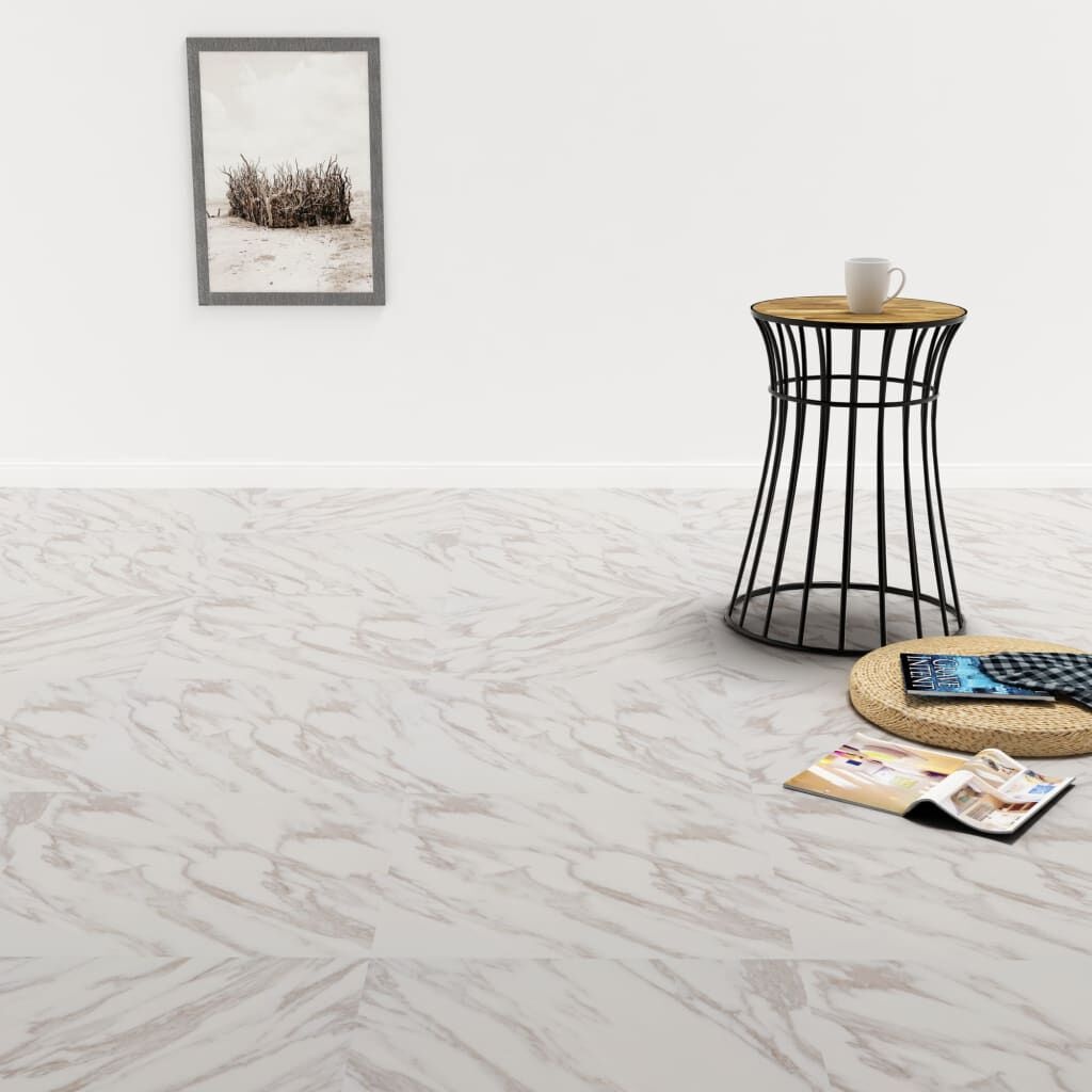 vidaXL PVC Vloerplanken Wit Marmer - 1.86m² - 35% Korting!