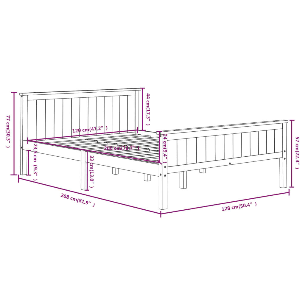 Bedframe Grenenhout 120x200cm Donkerbruin -35%