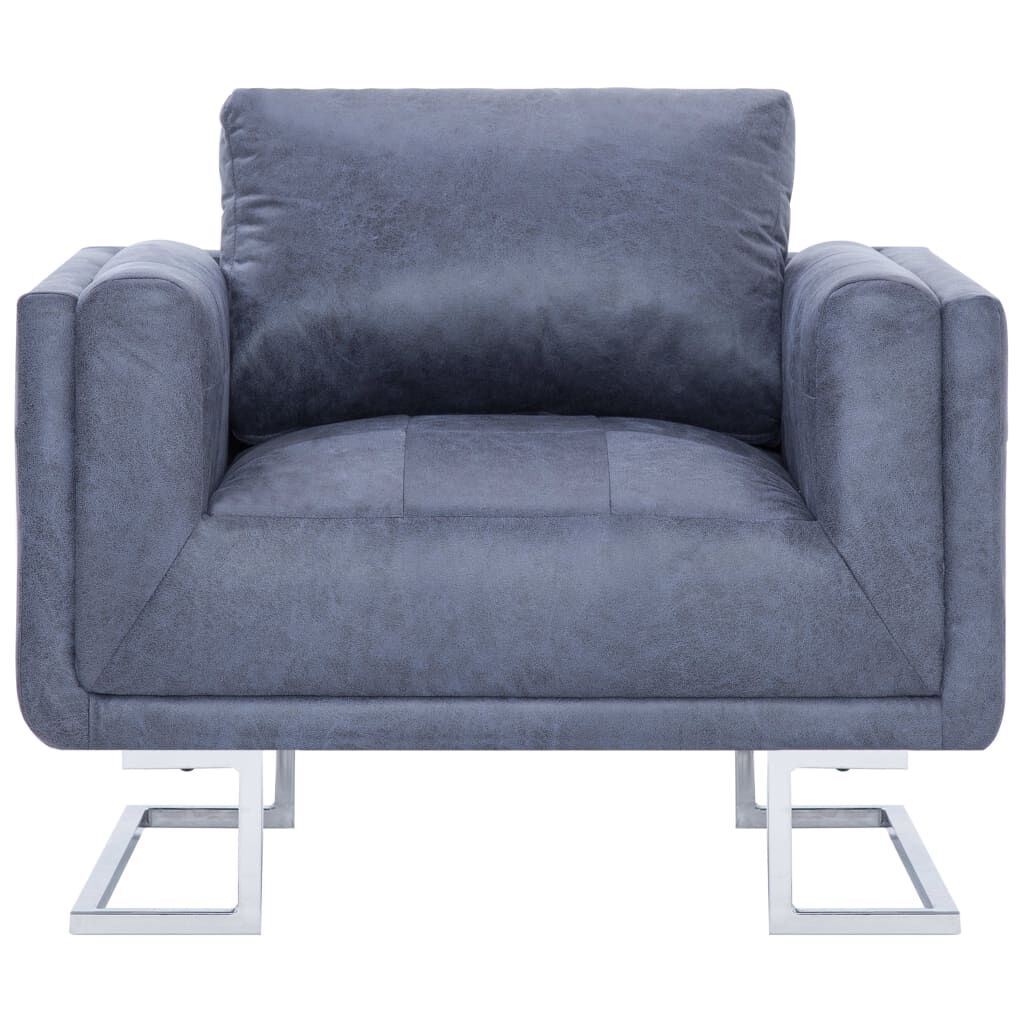 vidaXL Kubus Fauteuil Grijs Kunstsuède -35% Korting!