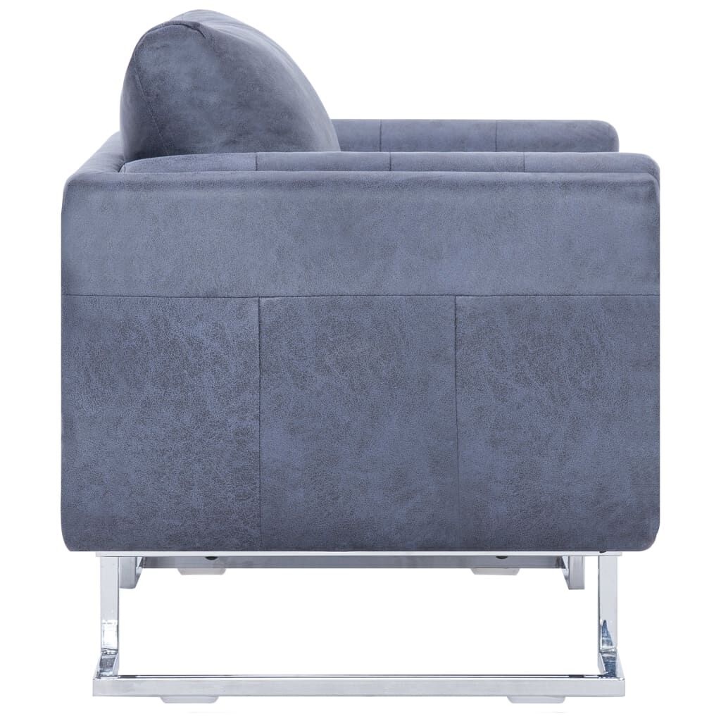 vidaXL Kubus Fauteuil Grijs Kunstsuède -35% Korting!
