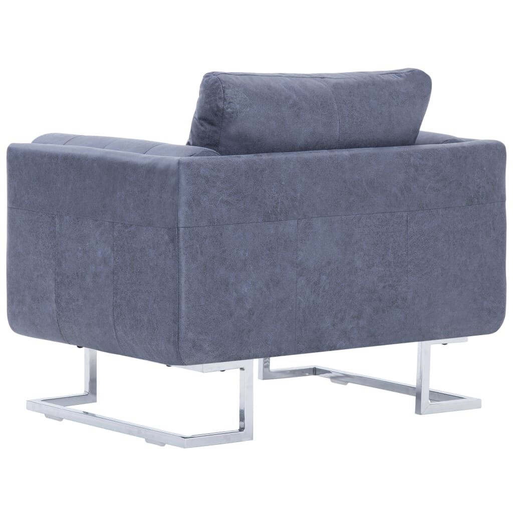 vidaXL Kubus Fauteuil Grijs Kunstsuède -35% Korting!