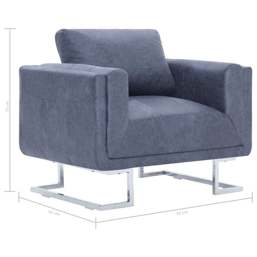 vidaXL Kubus Fauteuil Grijs Kunstsuède -35% Korting!