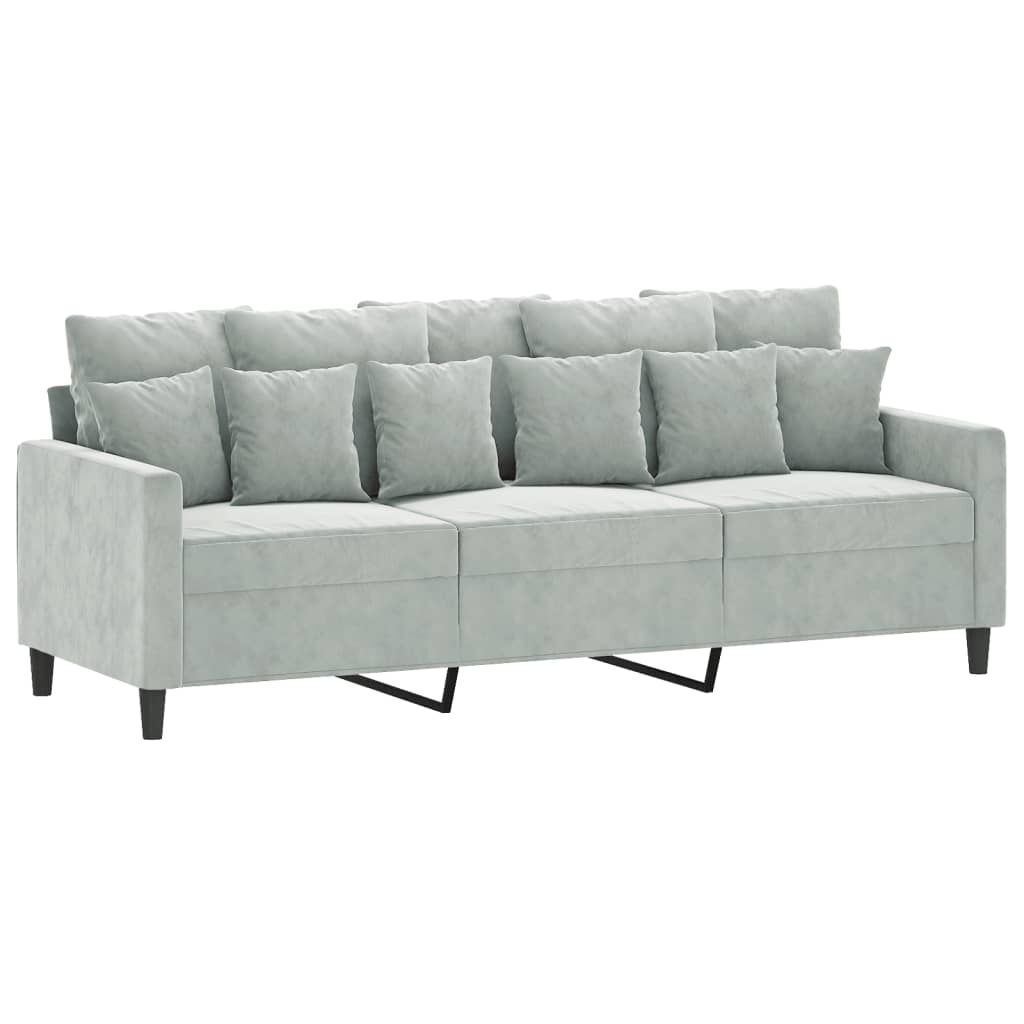 Lichtgrijze Fluweel Driezitsbank - 180cm - 35% Korting!