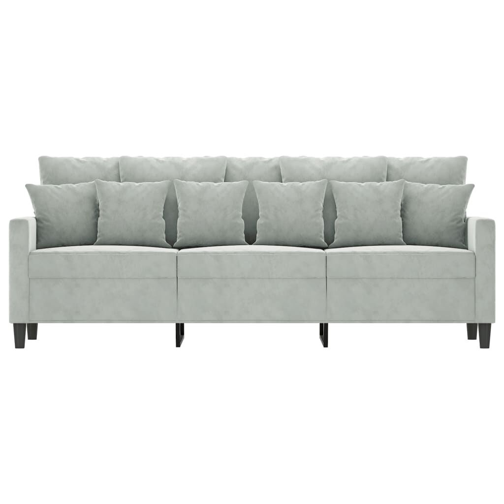 Lichtgrijze Fluweel Driezitsbank - 180cm - 35% Korting!