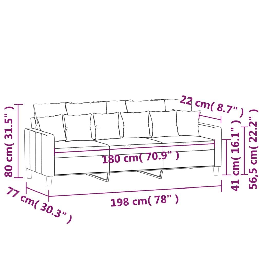 Lichtgrijze Fluweel Driezitsbank - 180cm - 35% Korting!