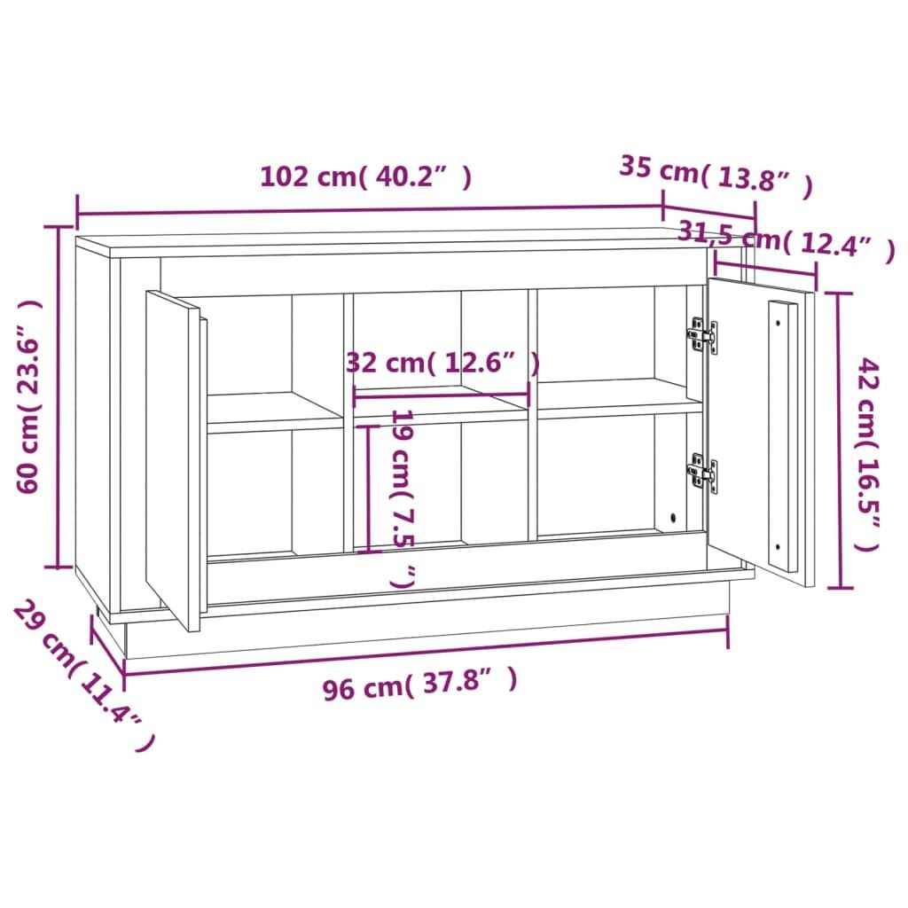 VidaXL Dressoir Wit 102cm - 35% Korting!