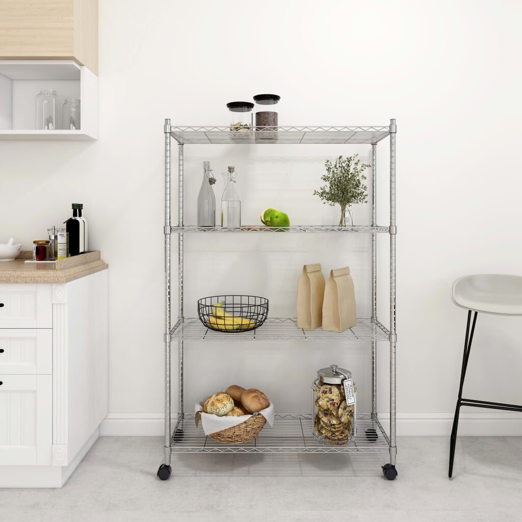 vidaXL Opbergrek 4-laags met Wielen - 90x35x142cm - 35% Korting!