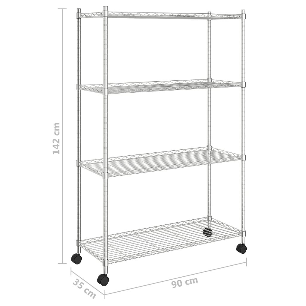 vidaXL Opbergrek 4-laags met Wielen - 90x35x142cm - 35% Korting!