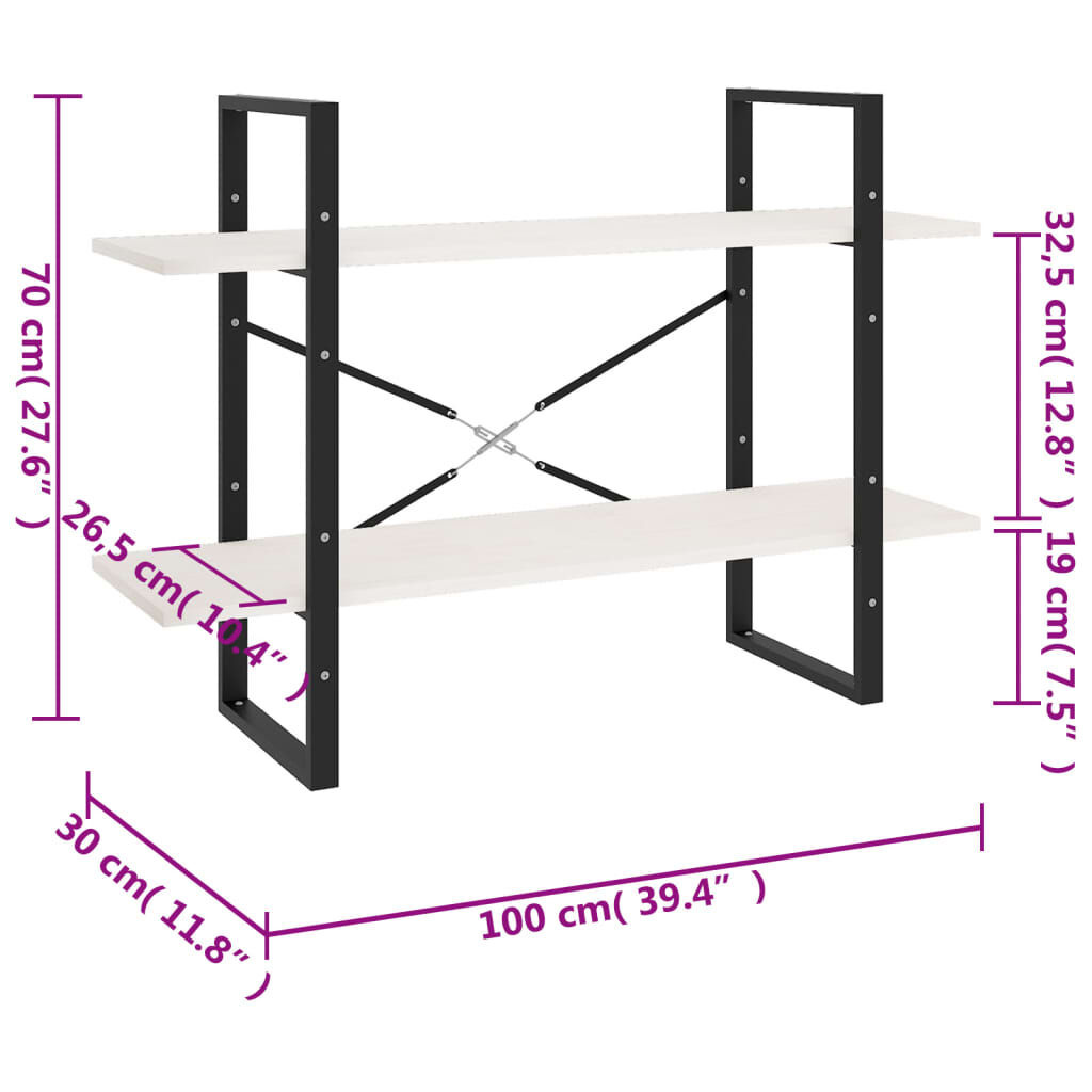 VidaXL Boekenkast Wit Grenenhout - 100x30x70cm - 35% Korting!