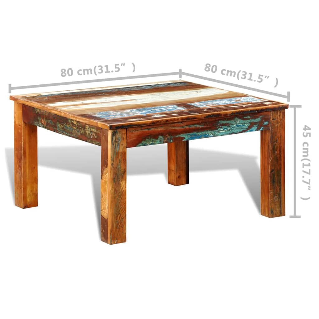 Salontafel Vierkant Gerecycled Hout 80x80 cm - 35% Korting!