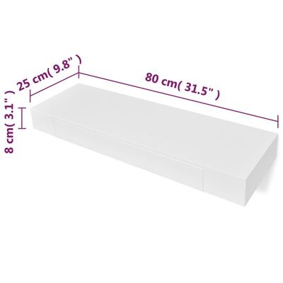 Wandschap Wit met Lade - 35% Korting! Zwevend MDF