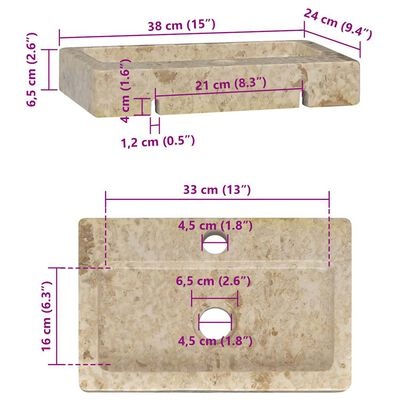 Wastafel Crème Marmer Wandmontage 38cm - 35% Korting!