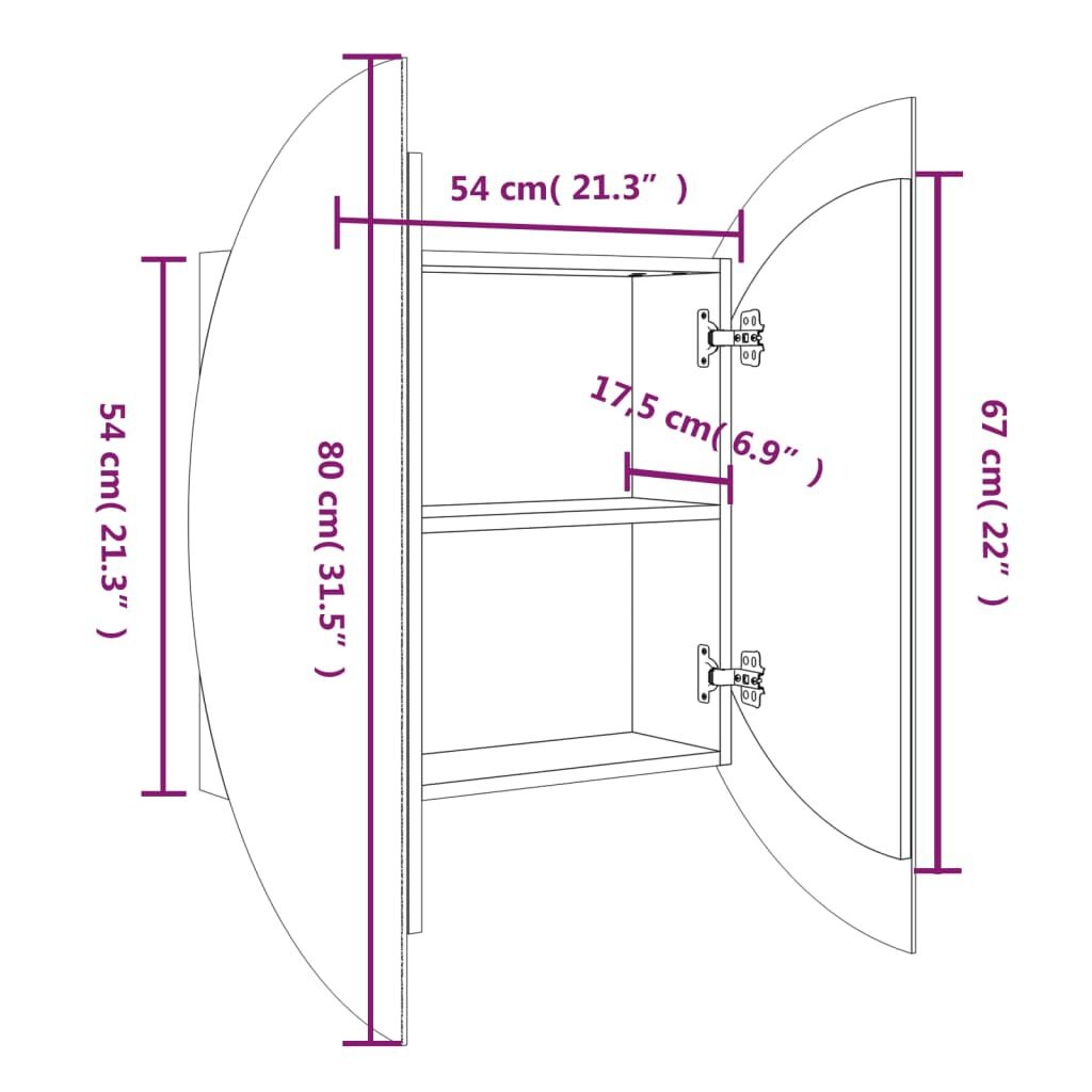 vidaXL Badkamerkast met Spiegel & LED Eiken -54cm - 41% Korting!
