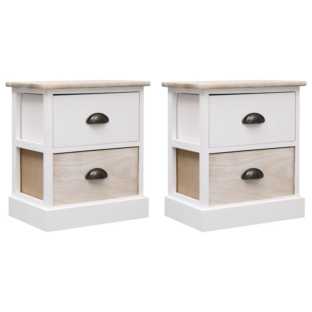 Nachtkastjes (2x) Wit/Naturel - 35% Korting!