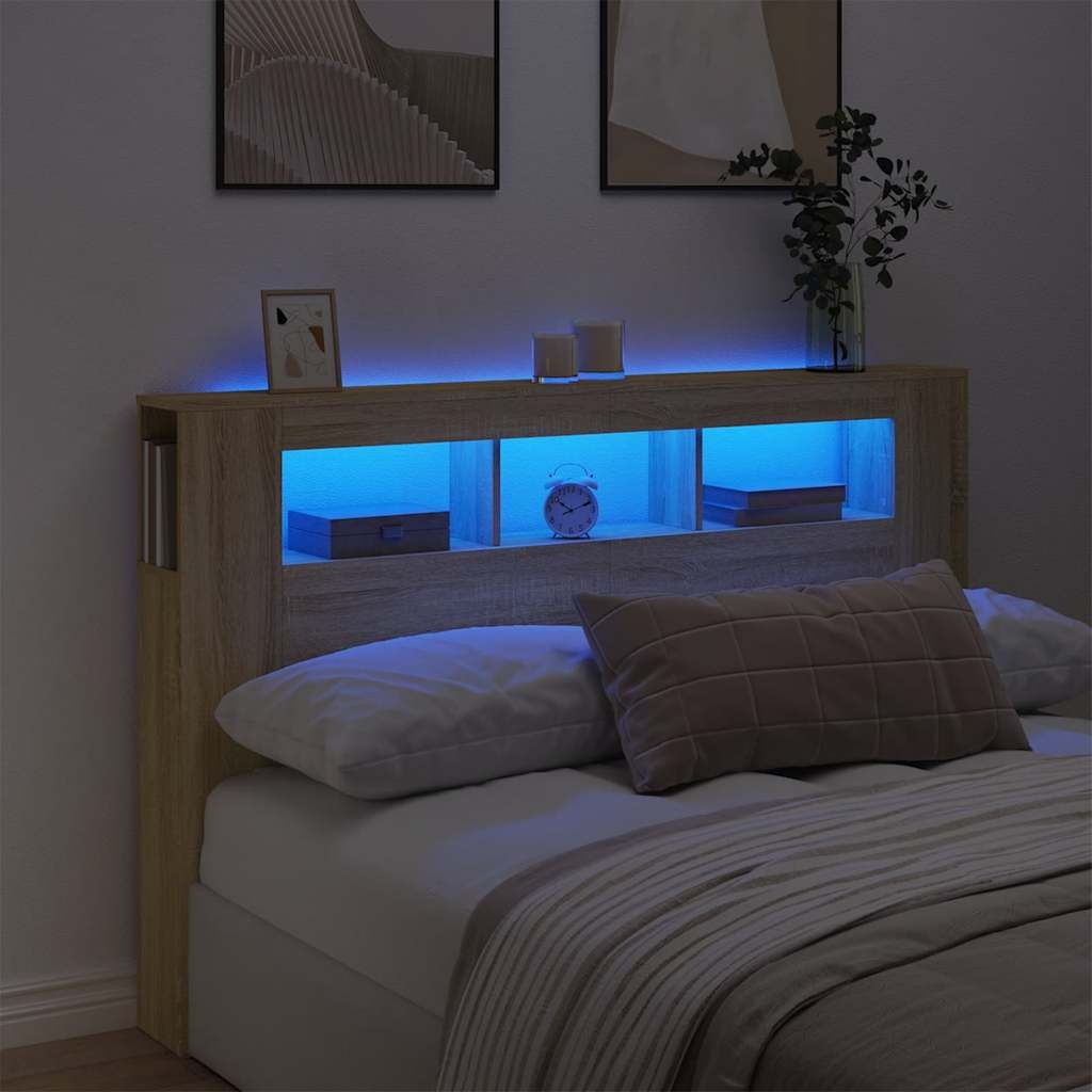 vidaXL LED Hoofdbord 160cm Sonoma Eiken - 47% Korting!