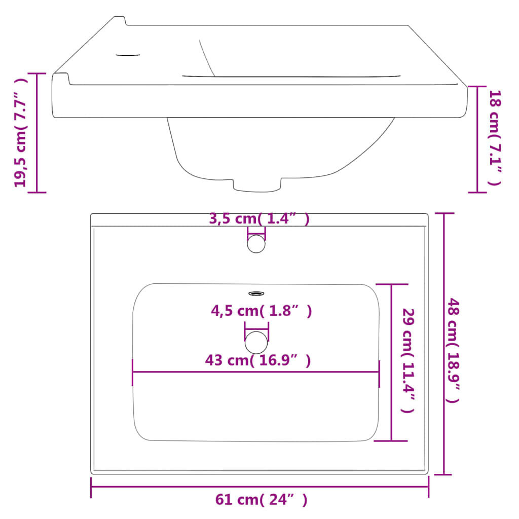 vidaXL Wastafel Wit Keramiek 61x48cm - 35% Korting!