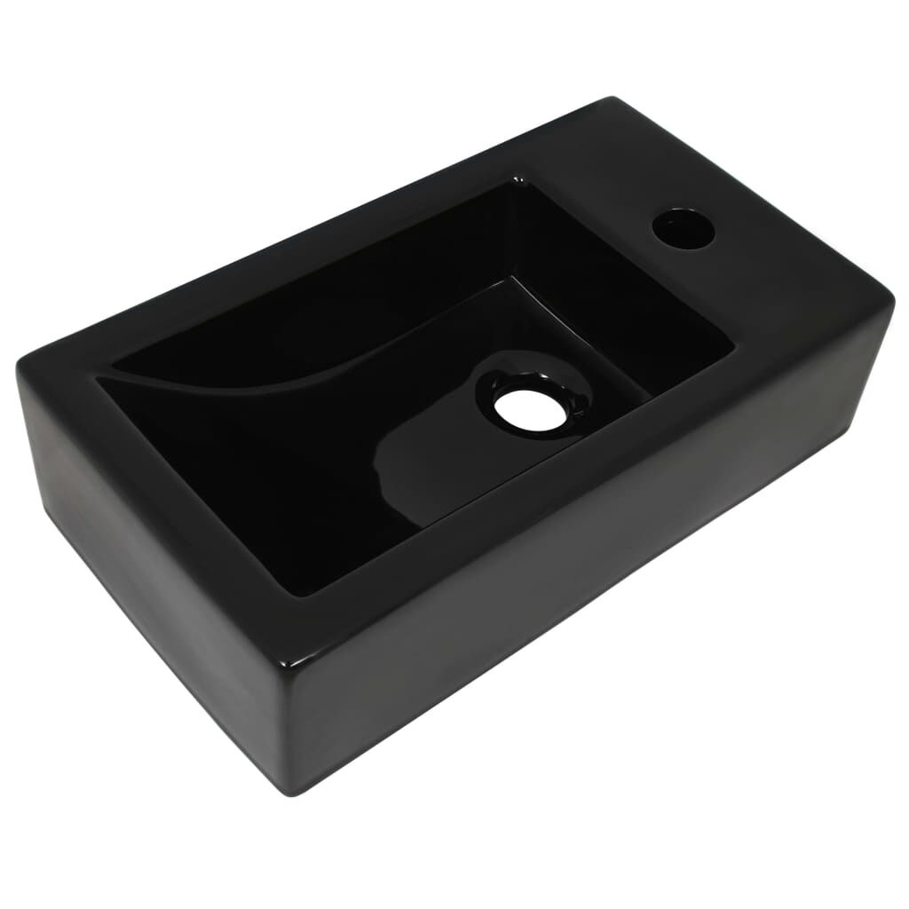 Zwarte Wastafel Keramiek 46cm - 35% Korting! Zo Goed Als Nieuw!