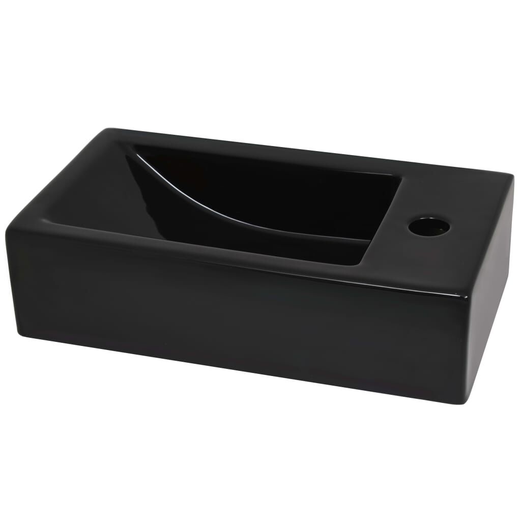 Zwarte Wastafel Keramiek 46cm - 35% Korting! Zo Goed Als Nieuw!