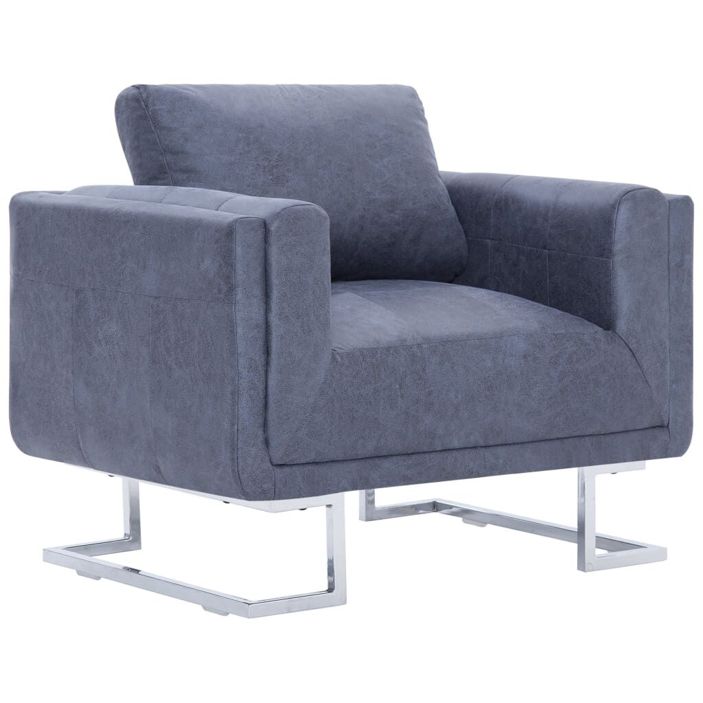 VidaXL Kubus Fauteuil Grijs Kunstsuède - 35% Korting!