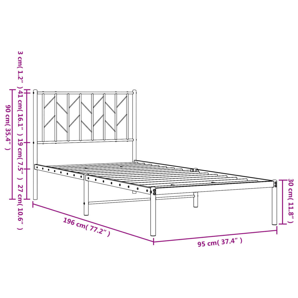 vidaXL Bedframe 90x190 cm Zwart Metaal - 35% Korting!