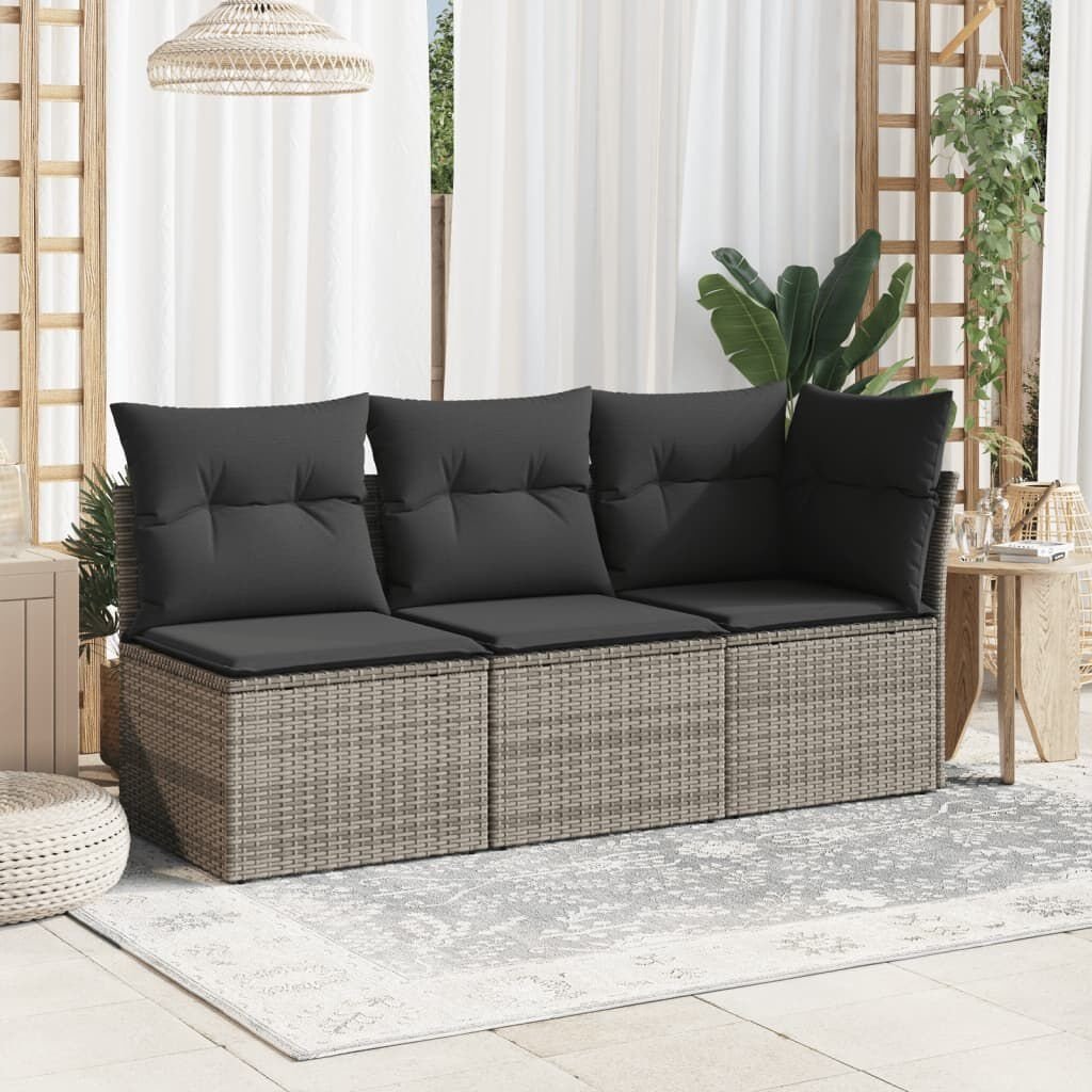 Tuinhoekbank Poly Rattan Grijs met Kussens -35% Korting!