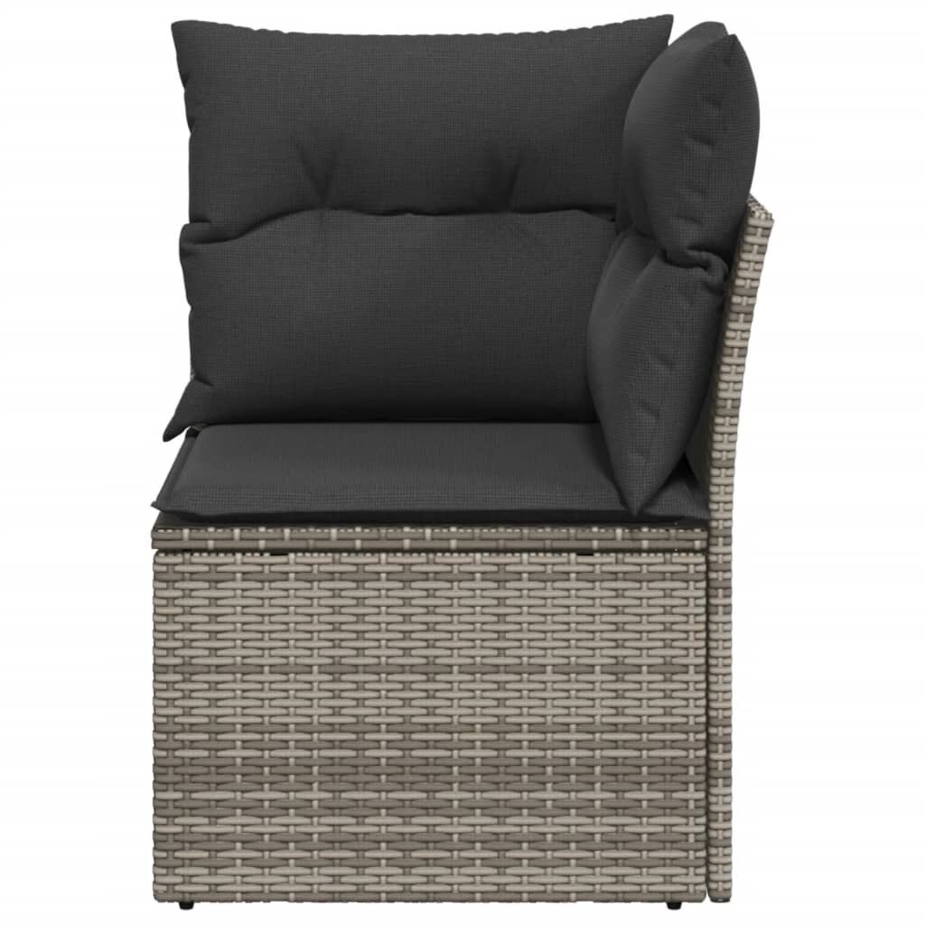 Tuinhoekbank Poly Rattan Grijs met Kussens -35% Korting!