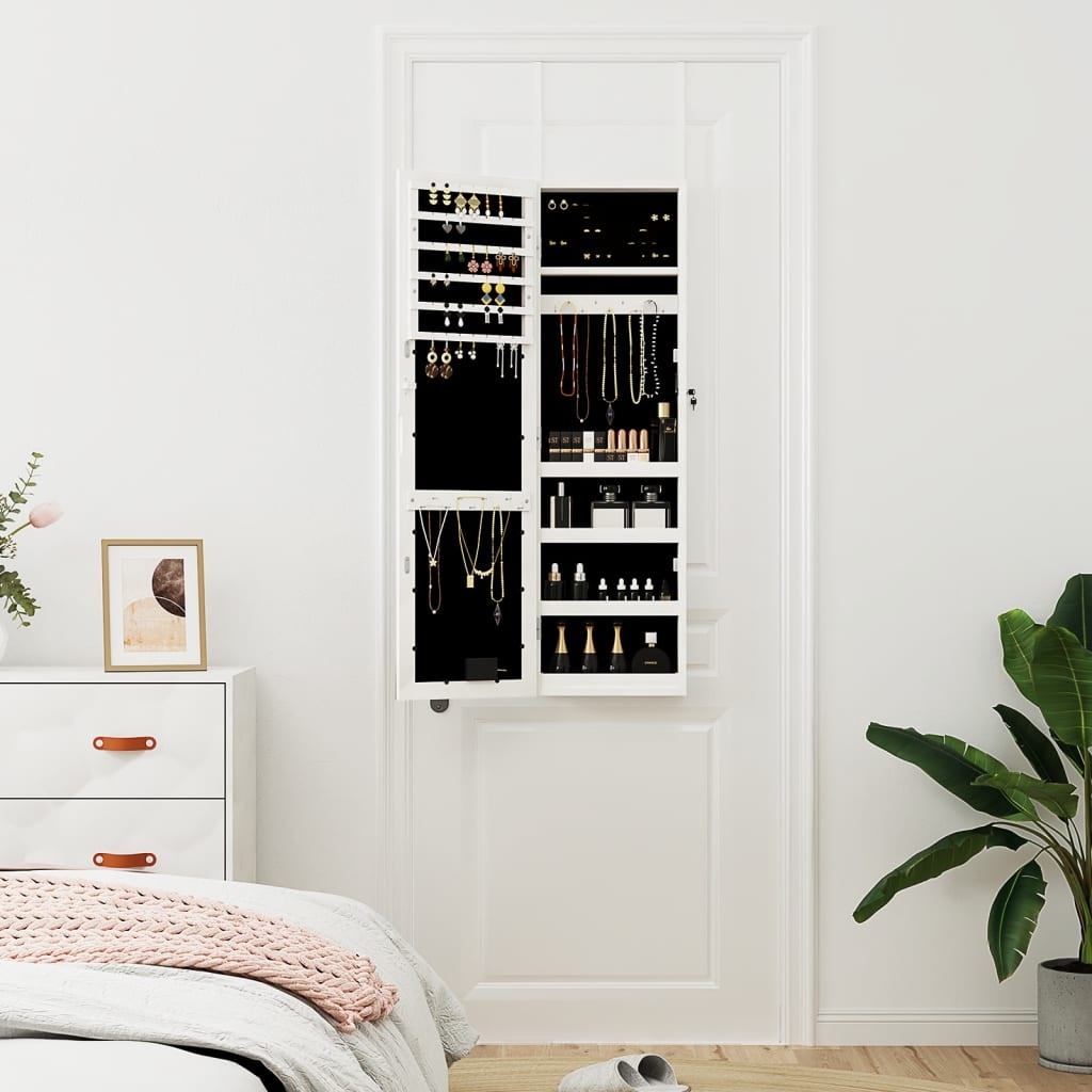Sieradenkast met Spiegel & LED Wit - 35% Korting!