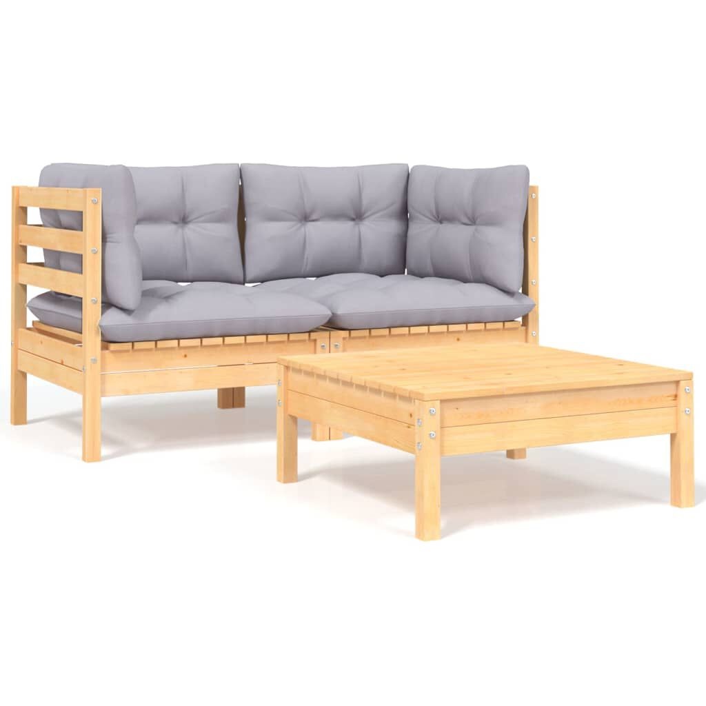 vidaXL Loungeset Grenenhout Grijs -35%! Relaxen in Stijl
