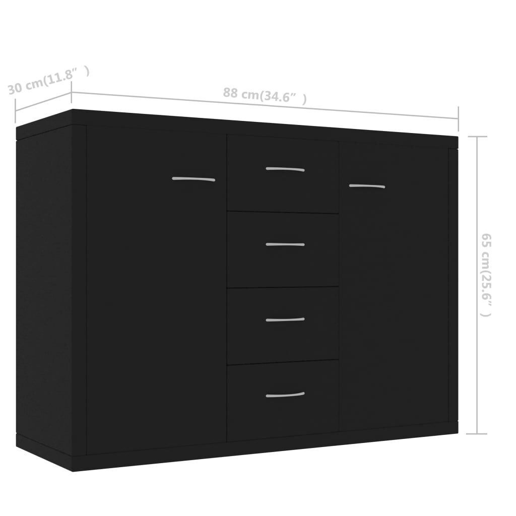 vidaXL Dressoir Zwart 88cm - Topdeal! 35% Korting