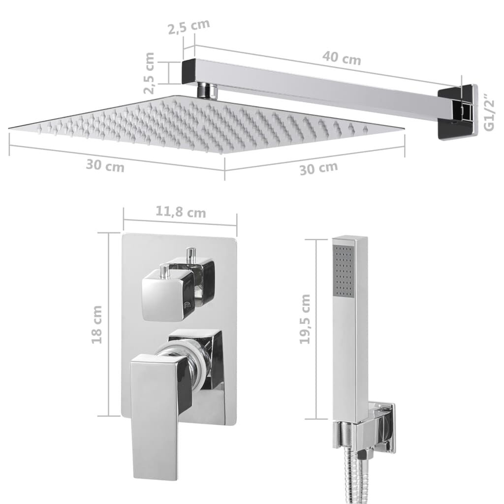 vidaXL Douchesysteem RVS Zilver - 35% Korting!