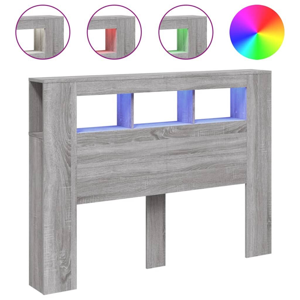 LED Hoofdeinde 140cm Grijs Sonoma - 35% Korting!