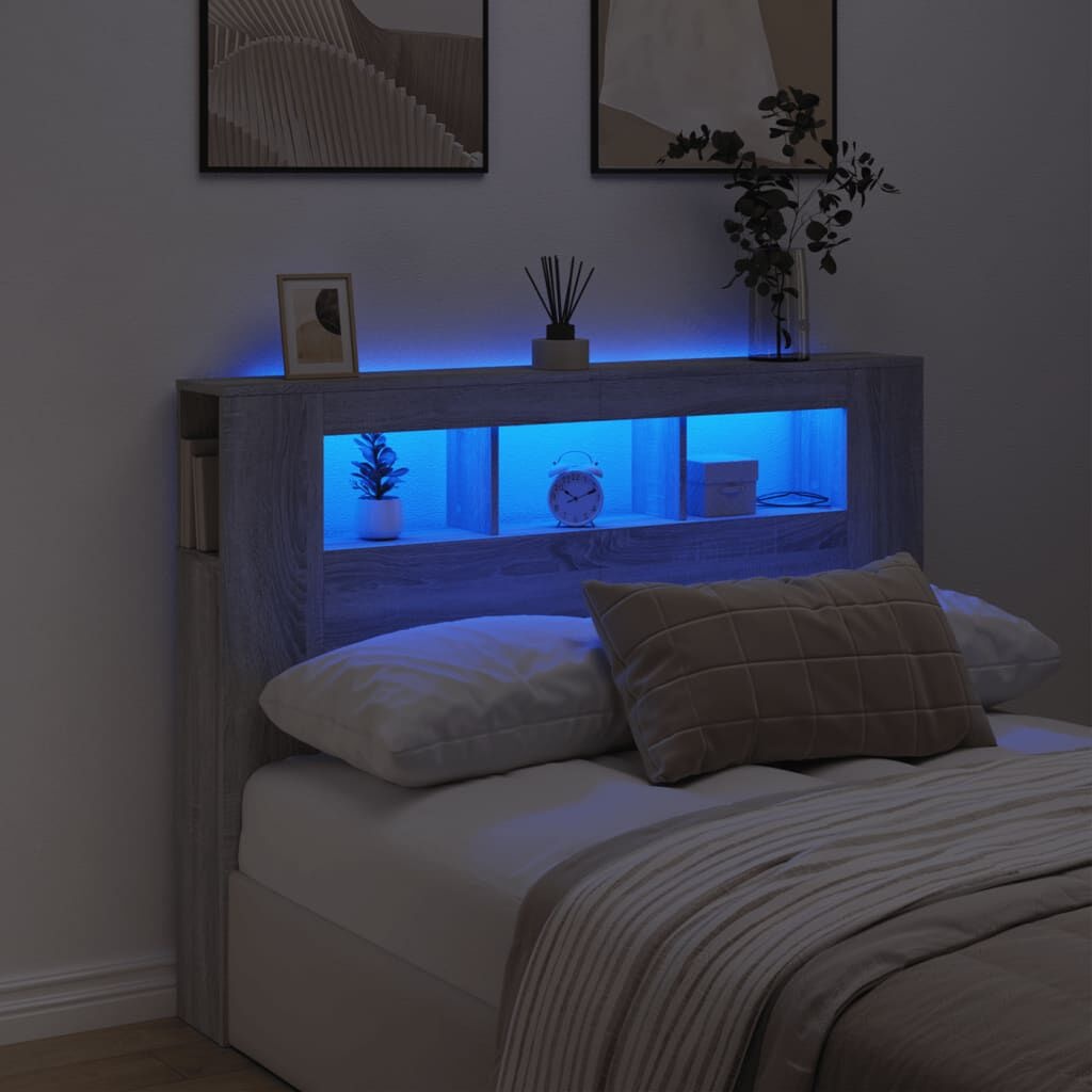 LED Hoofdeinde 140cm Grijs Sonoma - 35% Korting!