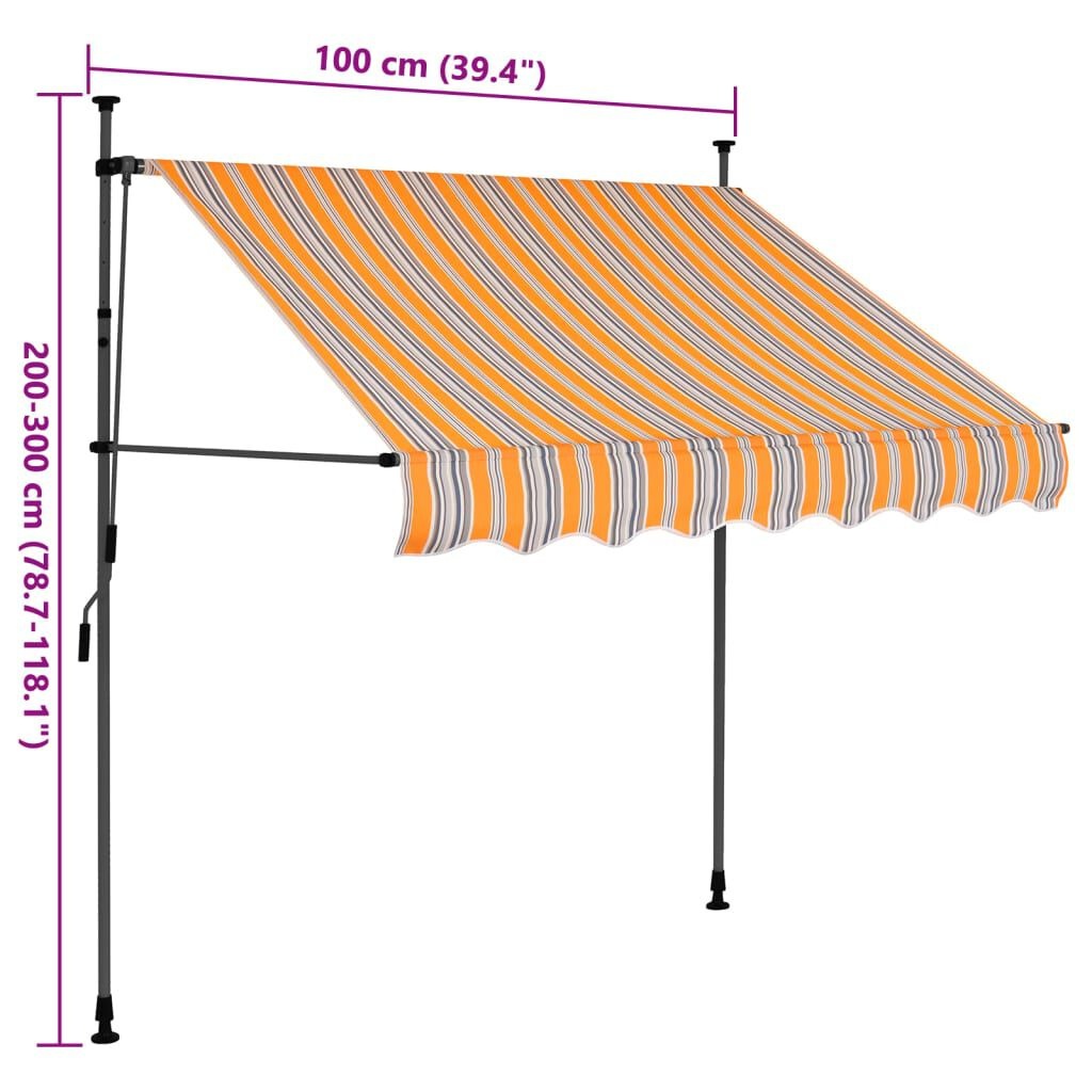 vidaXL Luifel 100cm Geel/Blauw m. LED - 42% Korting!