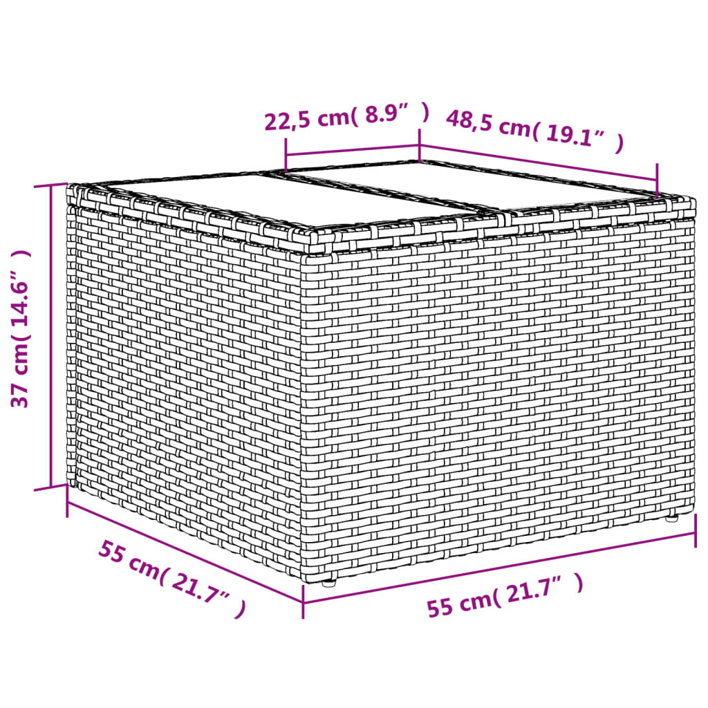 vidaXL Tuintafel Rattan Beige 55x55cm - 35% Korting!