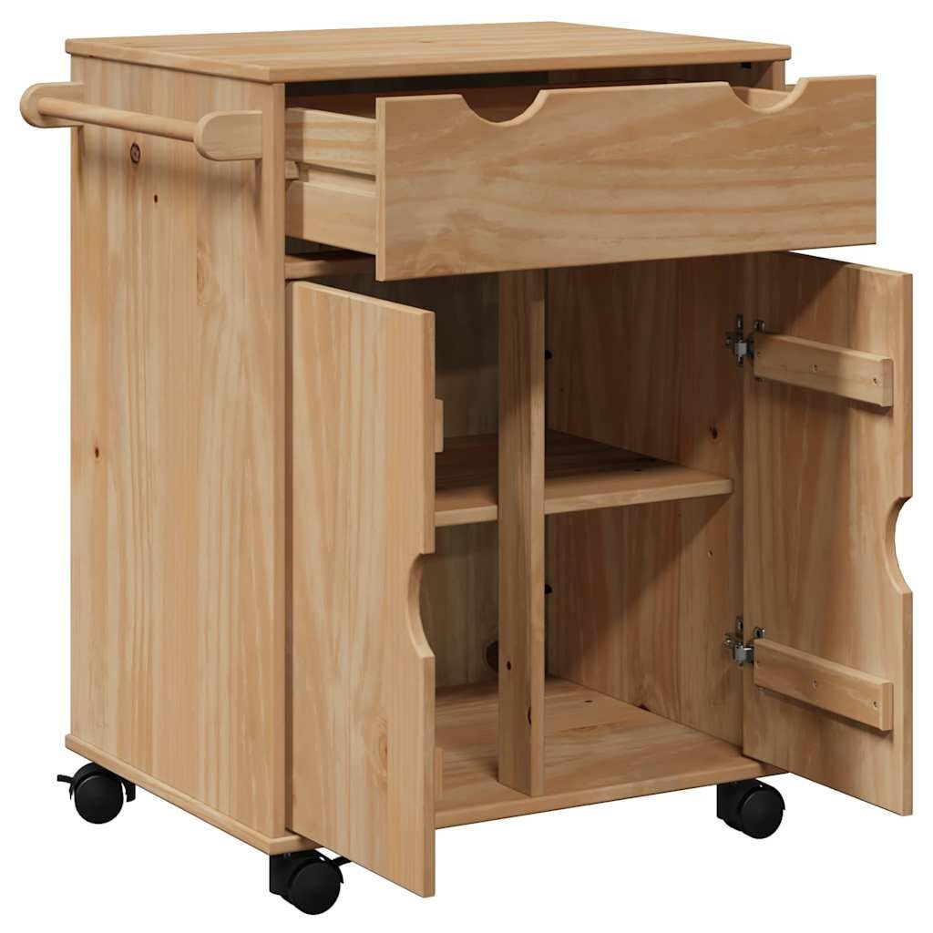 vidaXL Keukentrolley Grenen - 59x45x80cm - Gebruikssporen - 35% Korting!