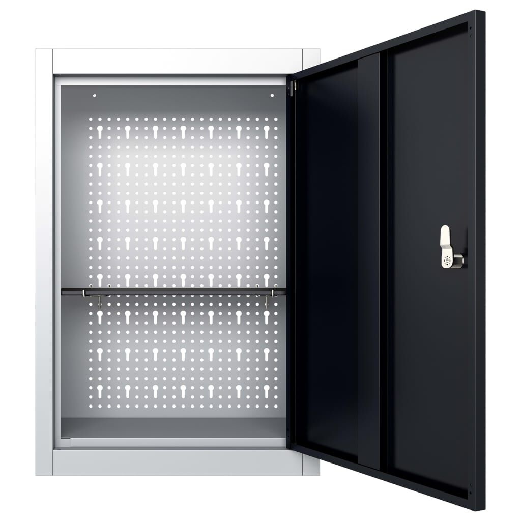 vidaXL Gereedschapskast Wand - Grijs/Zwart - 35% Korting!