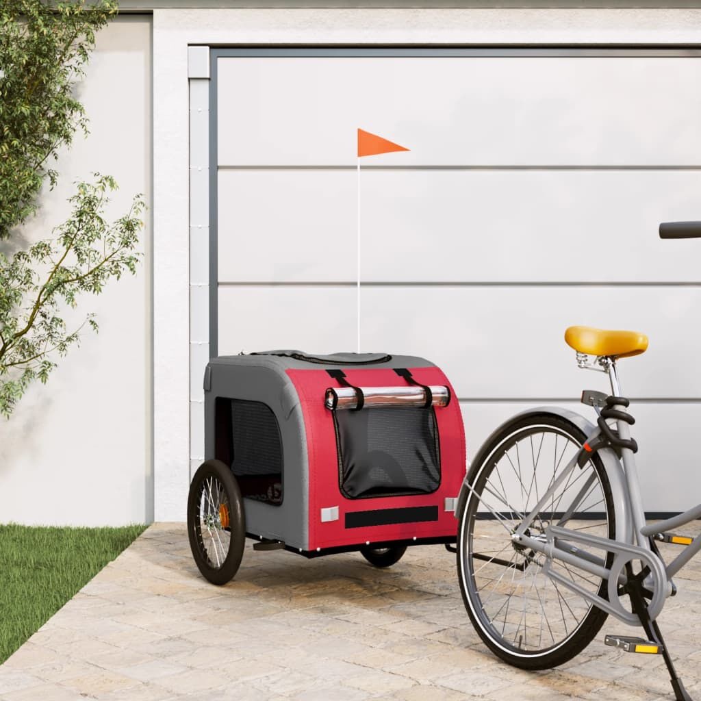 vidaXL Hondenfietstrailer Rood/Grijs - 35% Korting! (Retour)