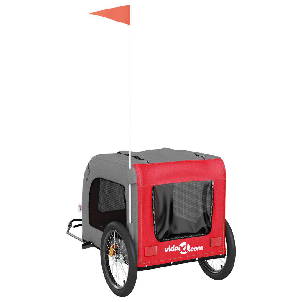 vidaXL Hondenfietstrailer Rood/Grijs - 35% Korting! (Retour)