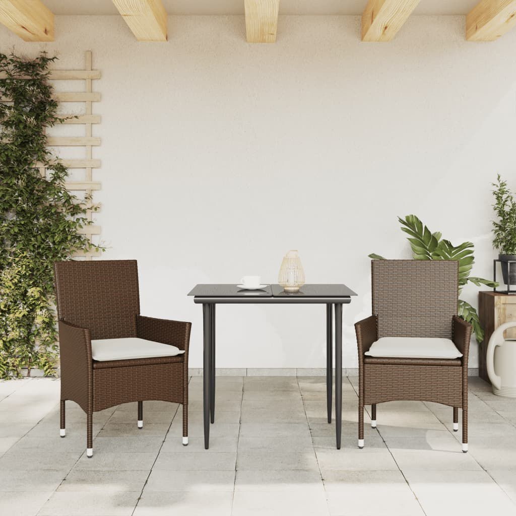 vidaXL Tuinstoelen (2 st) met Kussens Bruin - 35% Korting!