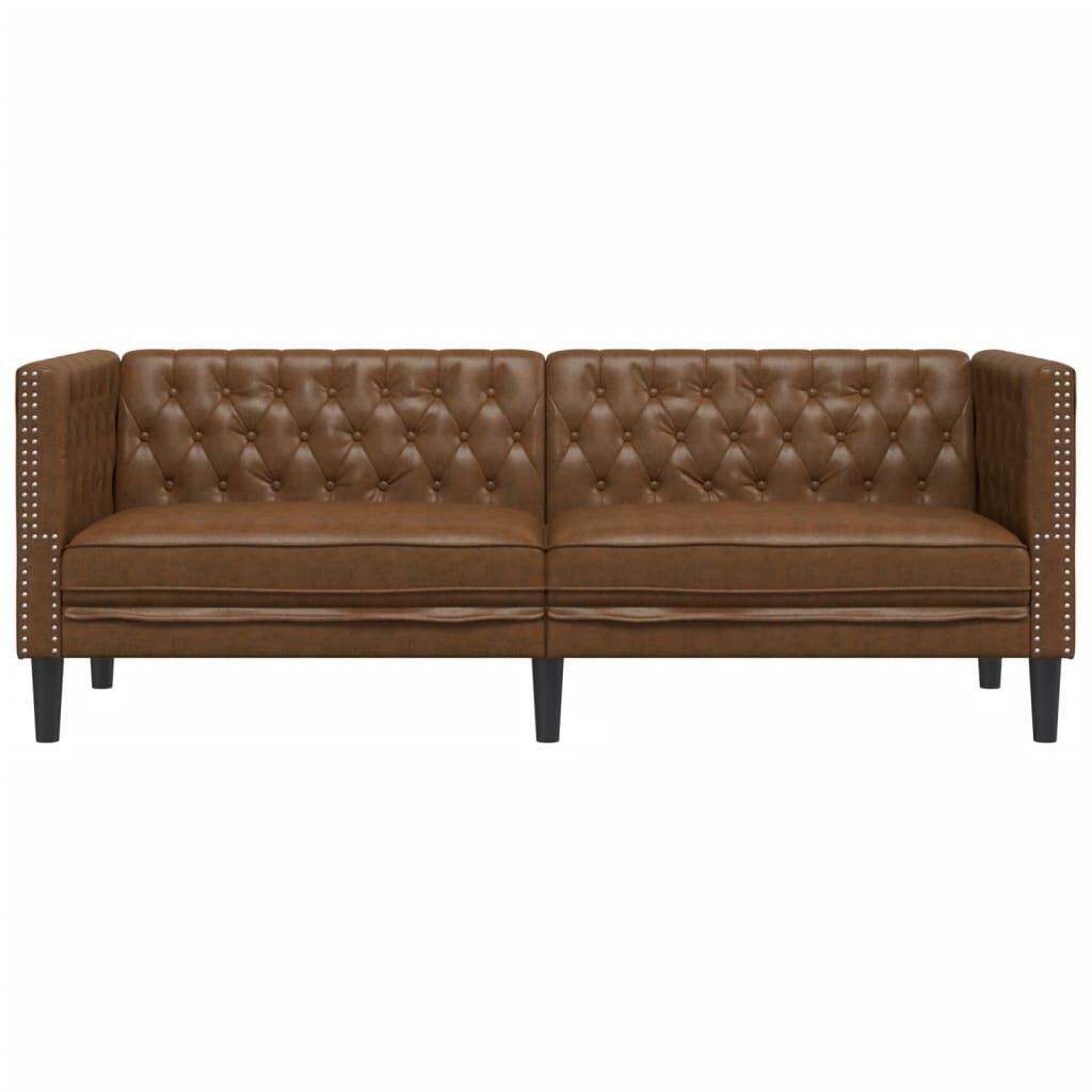 Chesterfield 3-zitsbank Bruin Kunstsuède - 35% Korting!