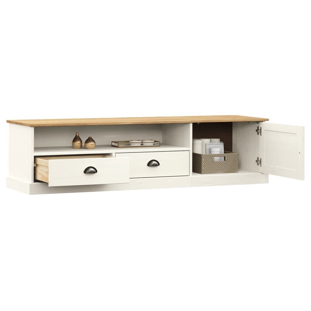 vidaXL TV-Meubel Grenenhout Wit 156cm - 35% Korting!