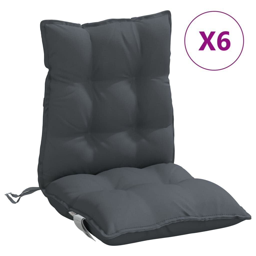 Stoelkussens 6x Antraciet - Lage Rug - 45% Korting!