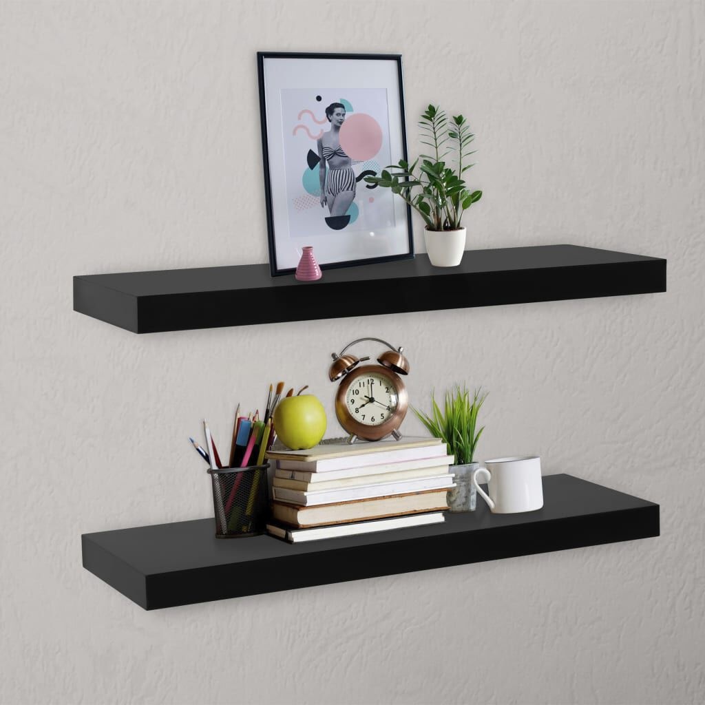 vidaXL Zwevende Wandschappen Zwart (80cm) - 35% Korting!