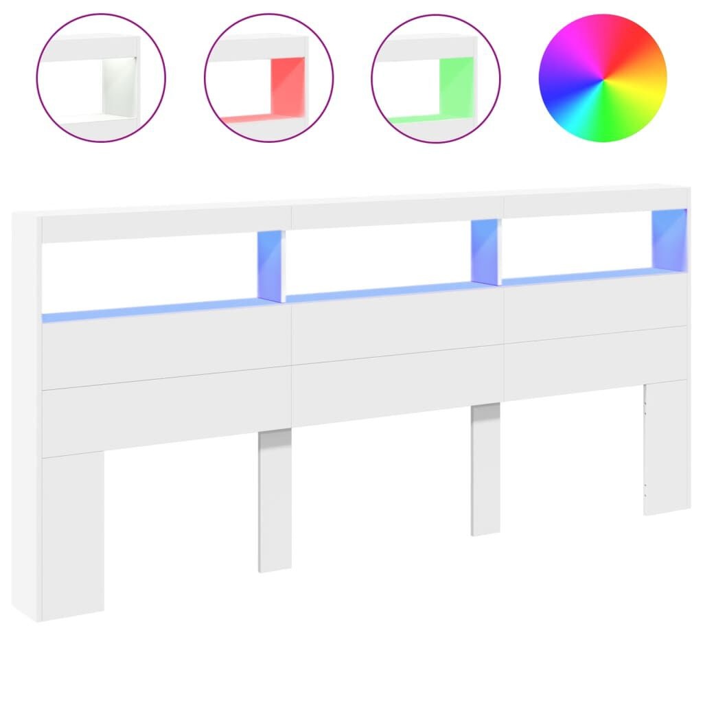 vidaXL Hoofdbordkast LED 220cm Wit - 53% Korting!
