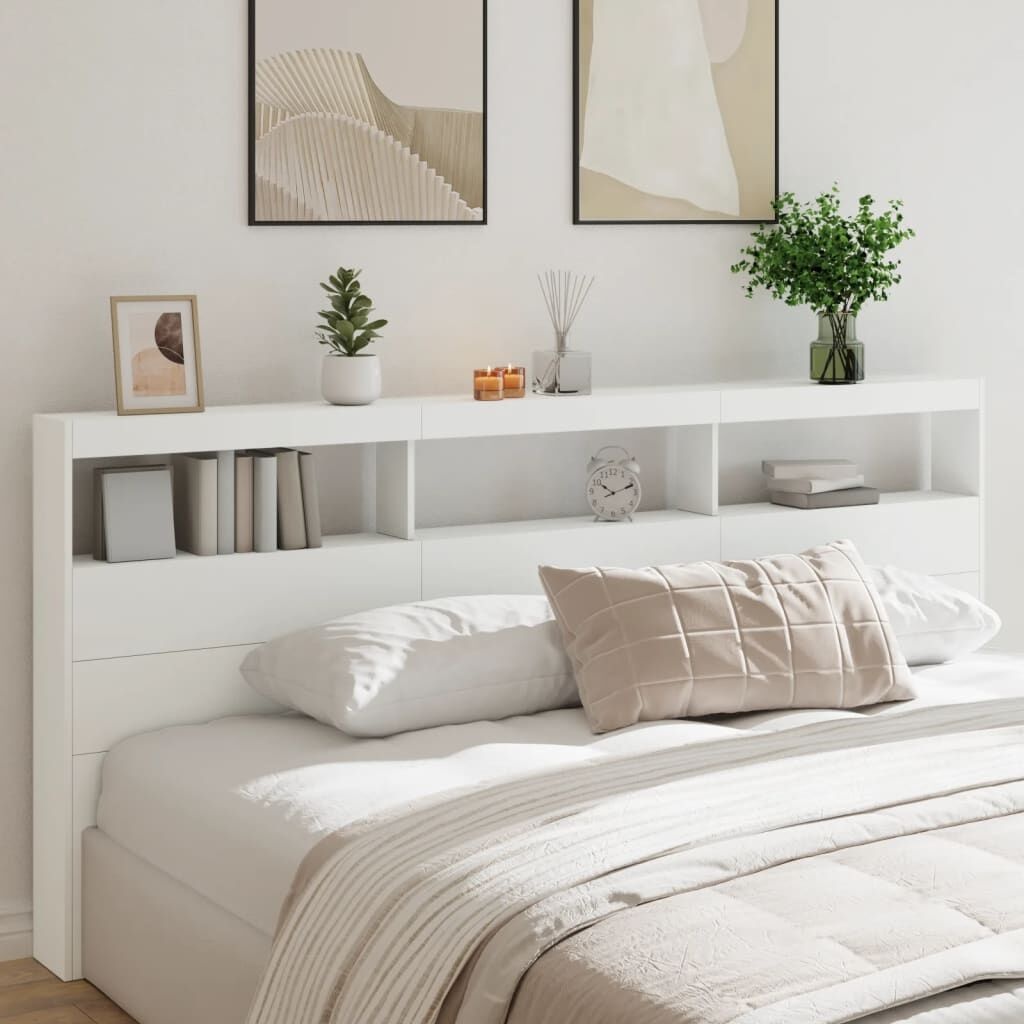 vidaXL Hoofdbordkast LED 220cm Wit - 53% Korting!