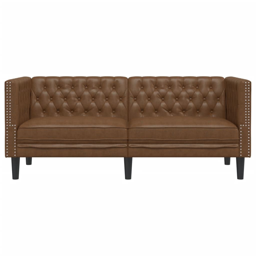 Chesterfield Tweezitsbank Bruin Kunstleer - 35% Korting!