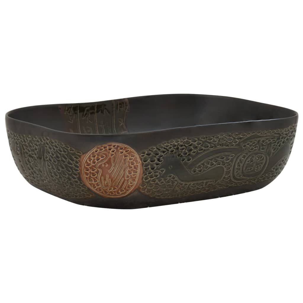 vidaXL Zwarte Keramiek Opzetwasbak 48cm - 35% Korting!