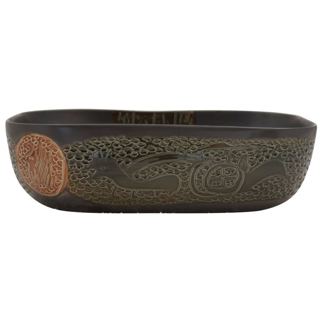 vidaXL Zwarte Keramiek Opzetwasbak 48cm - 35% Korting!