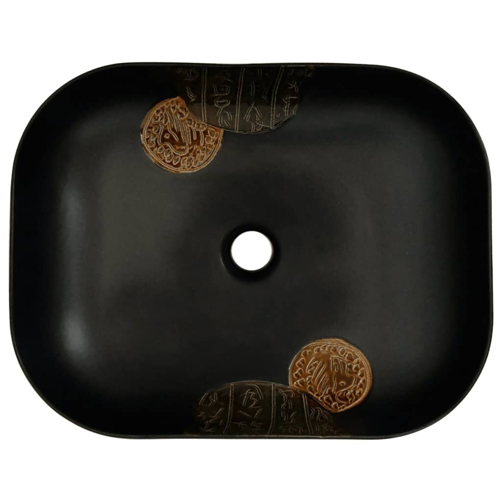 vidaXL Zwarte Keramiek Opzetwasbak 48cm - 35% Korting!