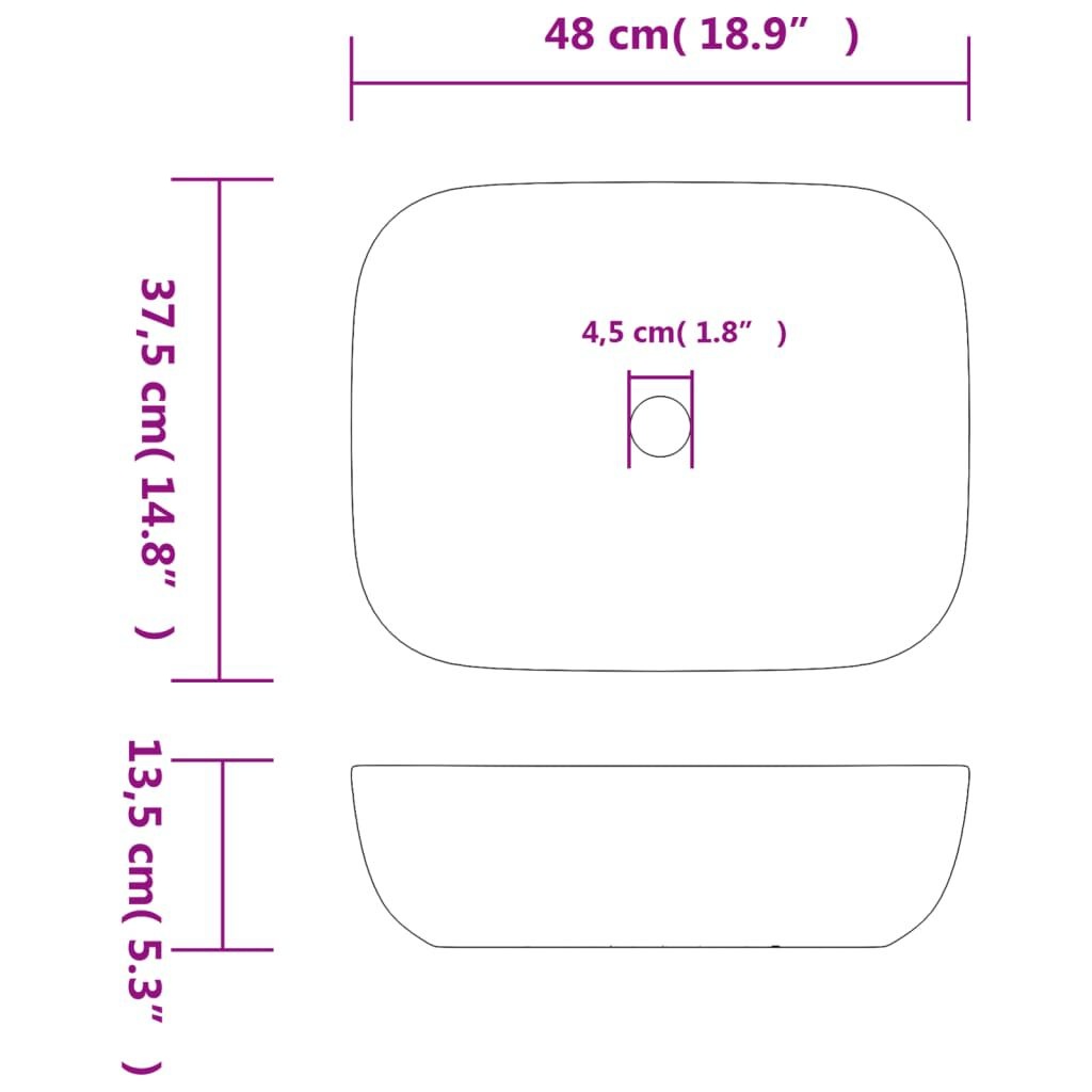 vidaXL Zwarte Keramiek Opzetwasbak 48cm - 35% Korting!